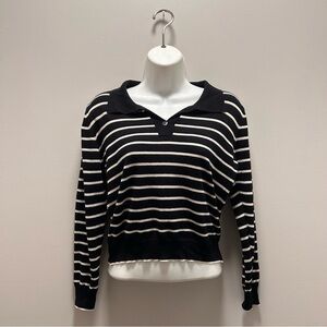 FOUND striped black and white light polo sweater